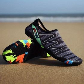 Lightweight Quick Drying Anti-slip Beach Wading Shoes, Unisex Outdoor Flat Aqua Sandals For Swimming Diving Boating Surfing, Women's Footwear (Color: dark gray, size: 7)