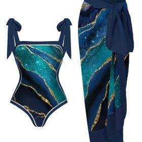 Plus Size Vacay Tankini Set (Color: Multicolor, size: 1XL(14))