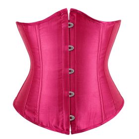 SEXY Gothic Underbust Corset and Waist cincher Bustiers Top Workout Shape Body Belt Plus size Lingerie S-6XL (Color: rose, size: XXL)