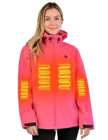 Heated Jacket for Women, ANTARCTICA GEAR Winter Coat with 12V 16000mAh Battery Pack, Soft Shell Heating Hood Jacket (Color: Pink, size: S)