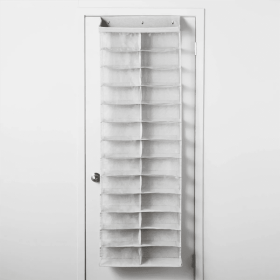 Over The Door 26 Shelf Mesh Shoe Organizer Light Gray (Color: Gray)