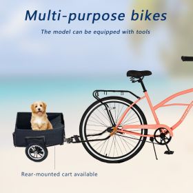 Multifunction 26 Inch Single Speed Bike, Steel Frame, Upright Comfortable Seat, Rear Roller Coaster Brakes, Multi-function Rear Shelf, Multicolor (Color: orange)